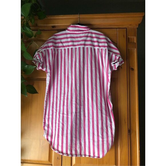 "A New Day" Pink/White Candy Striped Shirt/Dress SZ M - Picture 5 of 12